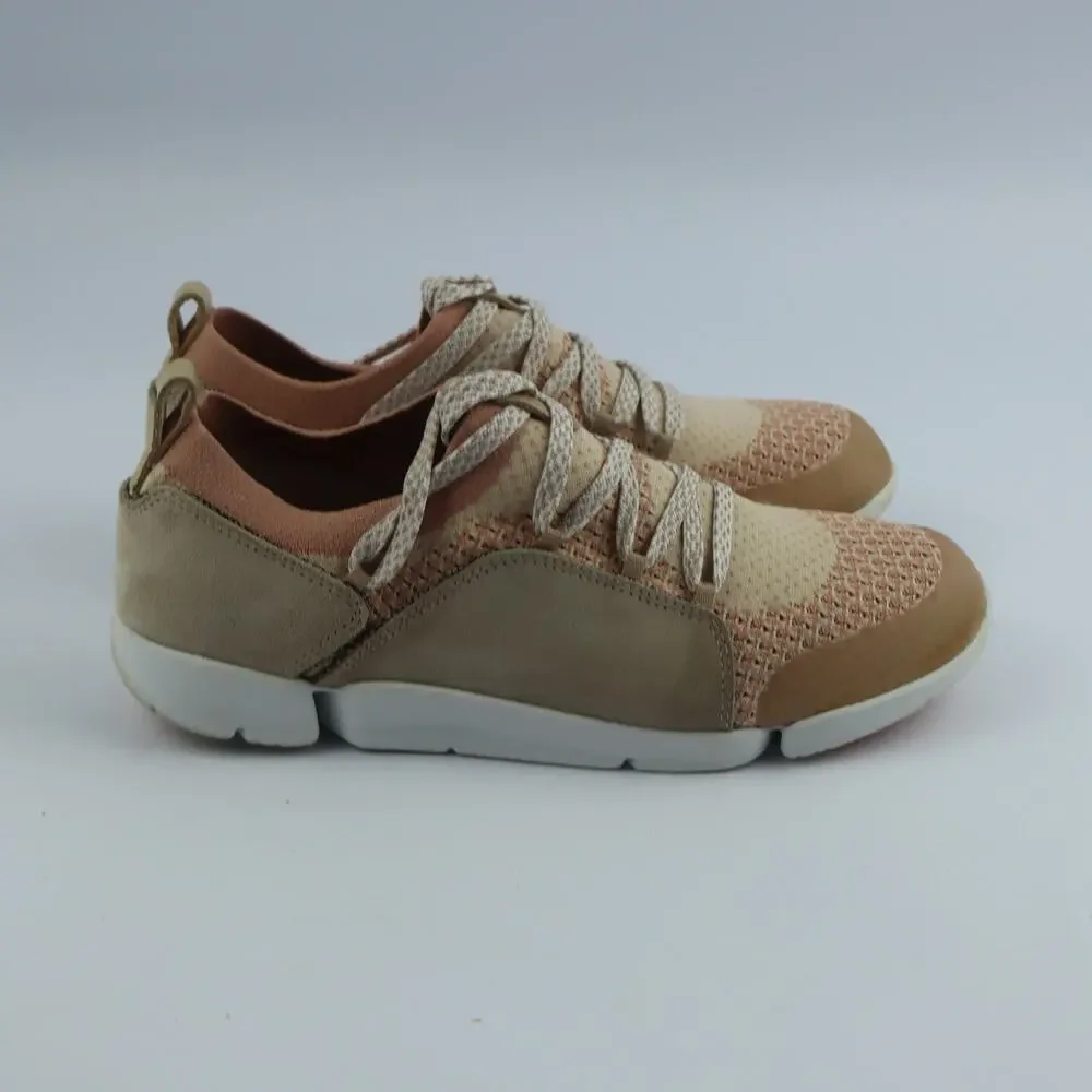 Clarks tri Amelia Women’s Sneakers Pin Combi Mess Suede Comfort Shoes Size 8M